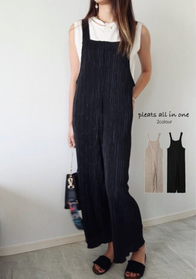 プリーツオールインワン