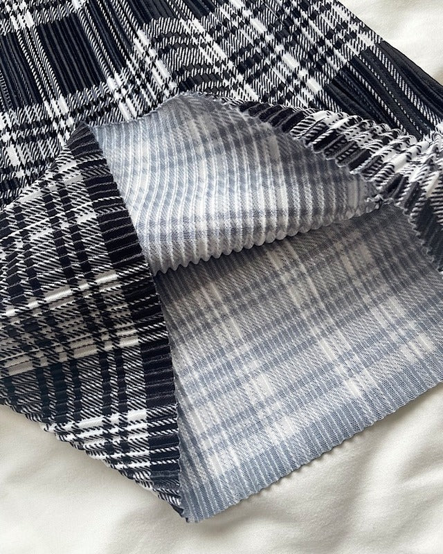 チェックプリーツワイドパンツ