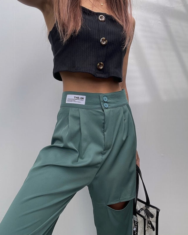 ハイウエストカラーパンツ