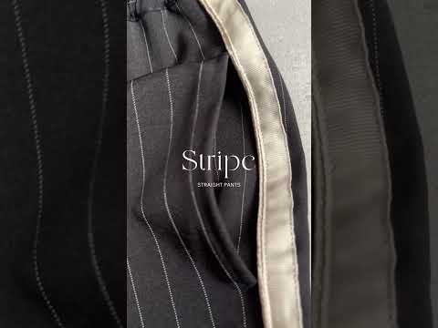 ピンストライプ配色ストレートパンツ