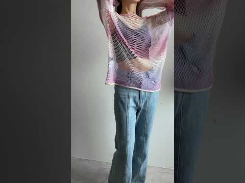 グラデーションフィッシュネットプルオーバー